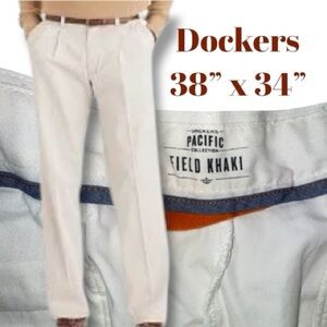 Dockers Pacific Collection Off White Field Khaki Stretch Chinos 100 Cotton SZ 38